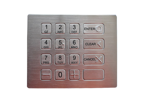 16 Keys Rugged Numeric Keypad IP67 Waterproof Stainless Steel Industrial Metal Keypad